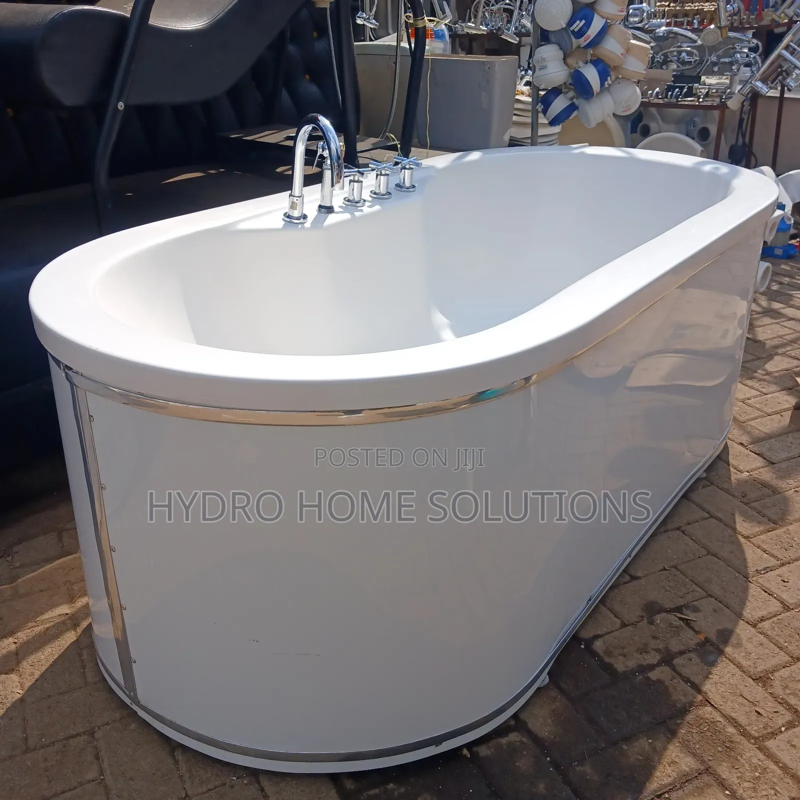 Modern Freestanding Bathtub With Inbuilt Mixers.