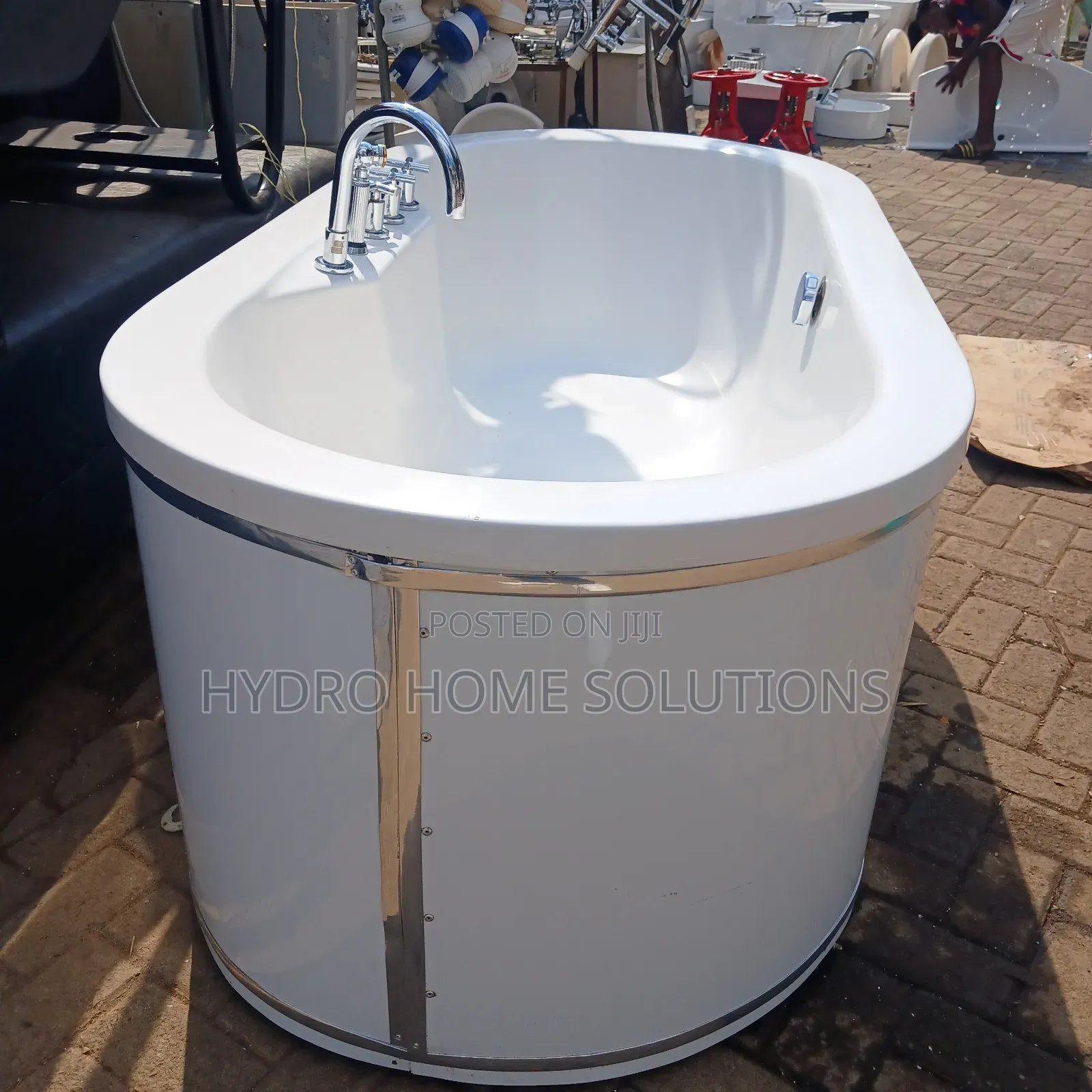 Modern Freestanding Bathtub With Inbuilt Mixers.
