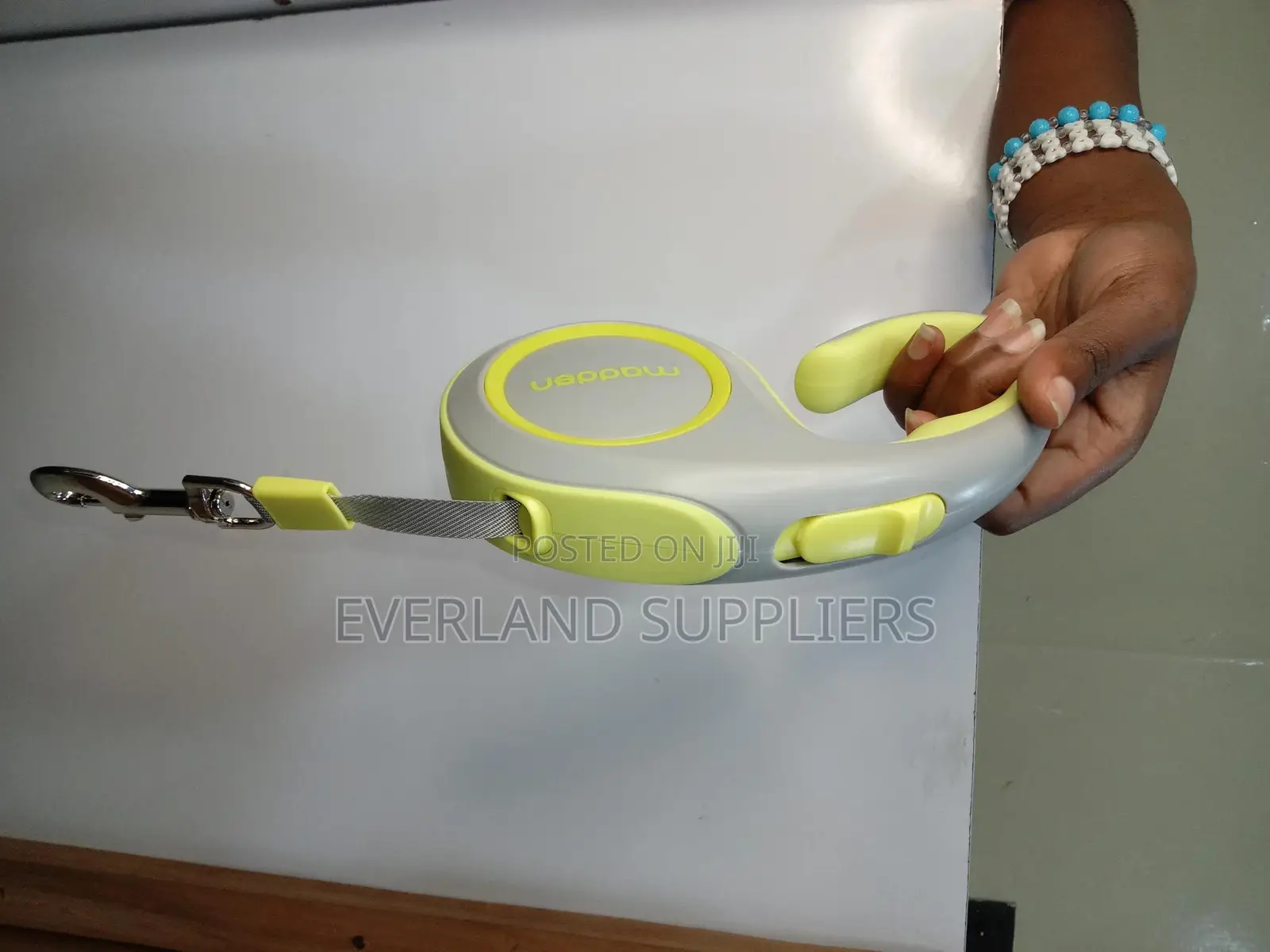 Small Rectratable Dog Leash - Yellow and Grey