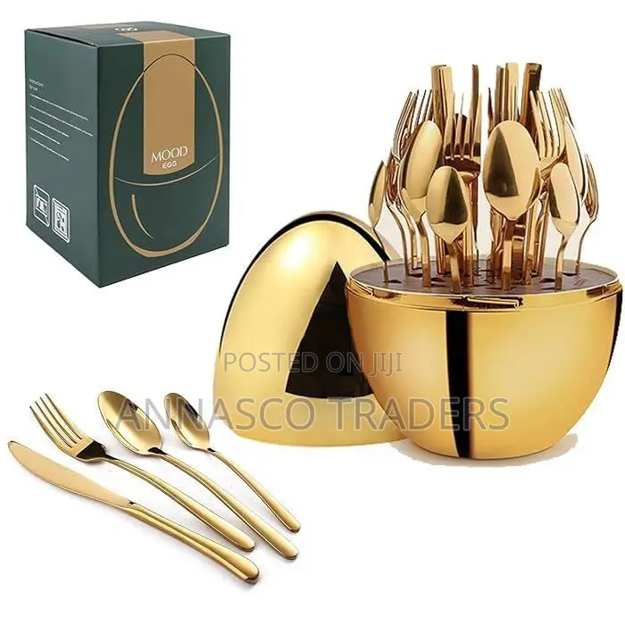 36pc Executive Egg-Shaped Cutlery Set* *Gold Colour