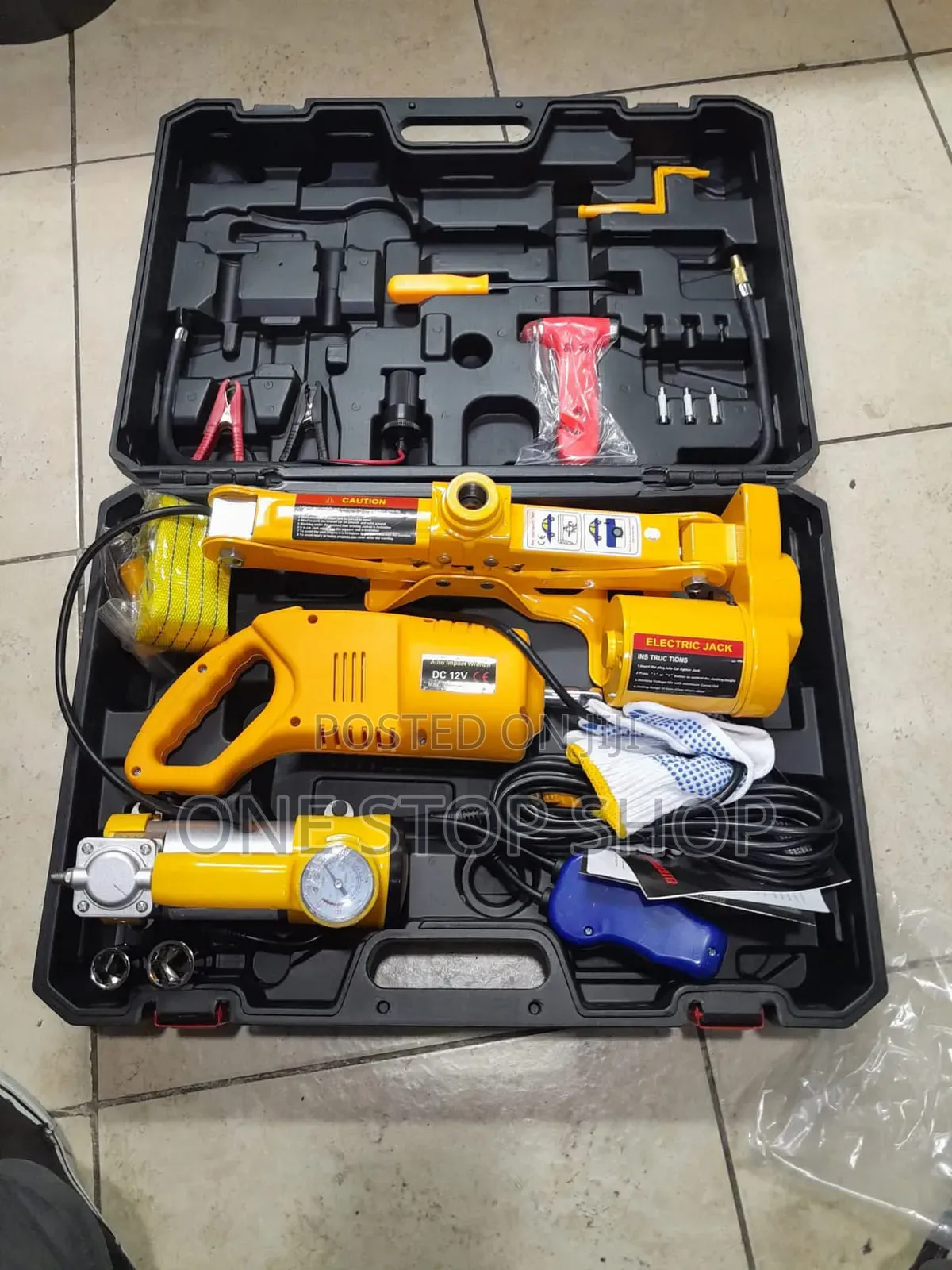 Electric 3ton Jack Combo Kit With Impact Wrench Built in Tire Inflator