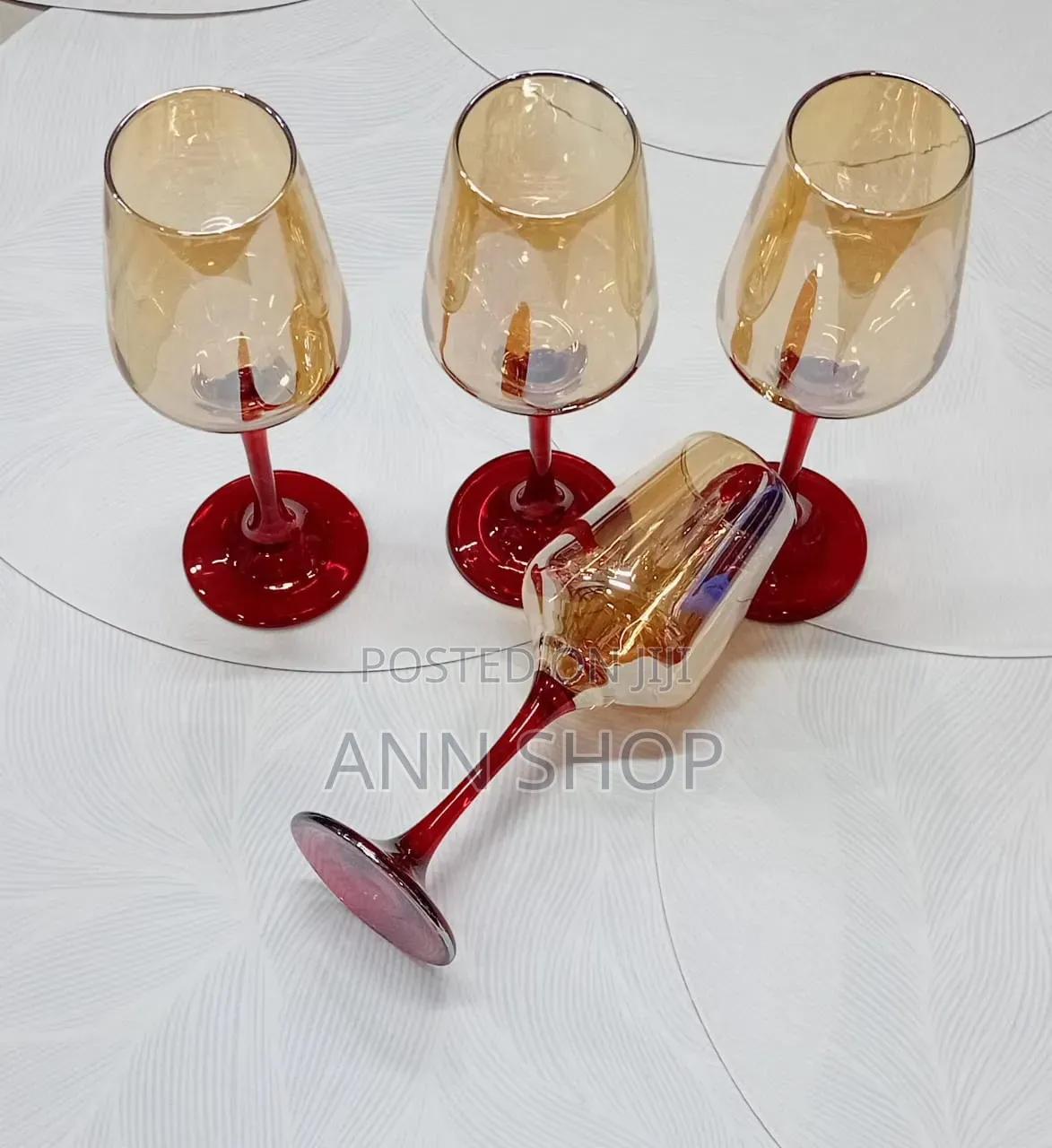 Stem Red Gold Wine Glasses