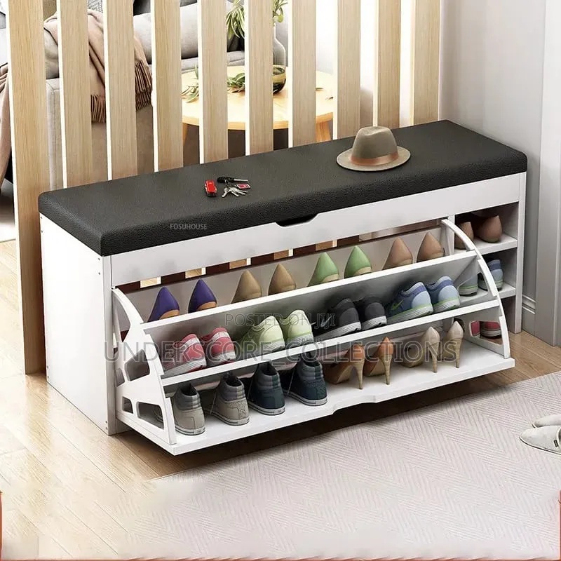 *Modern Bucket Flip Shoe Cabinet With Seat Changing Stool Bench *