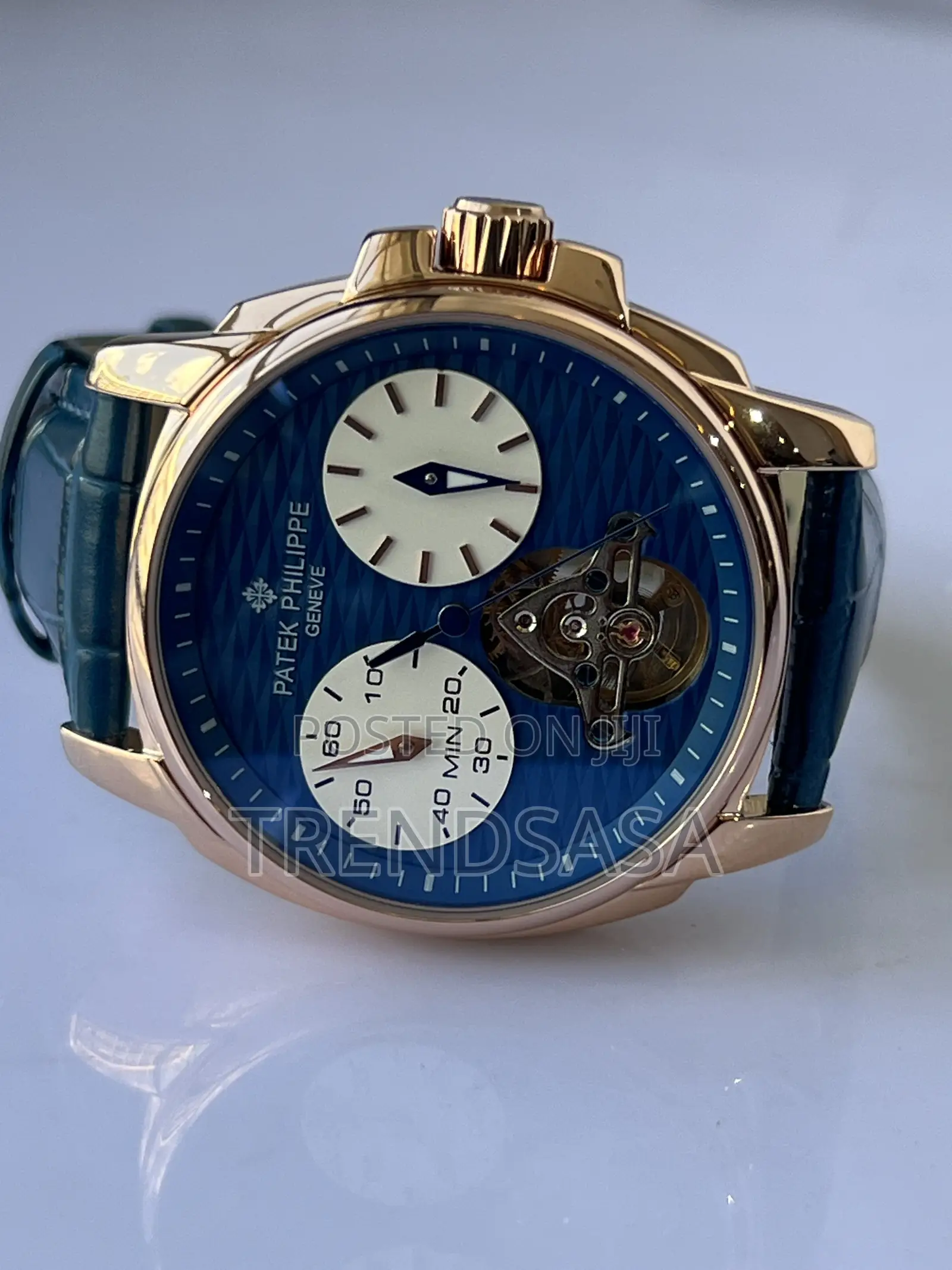 Patek Philippe Tourbillon Blue Dial/Straps Rosegold Watch