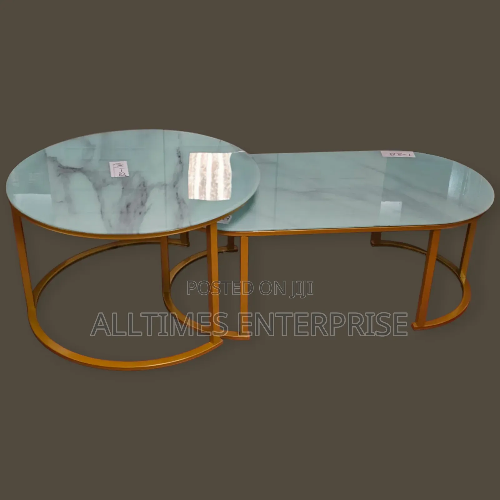 2 in 1 Marble Nesting Coffee Table (Glass Effect) White