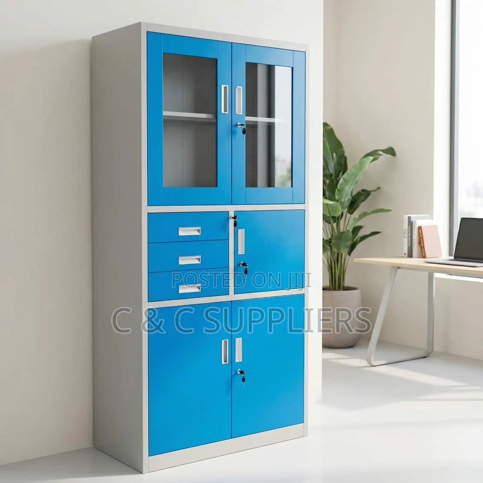 2-Door Blue Safe Cabinet