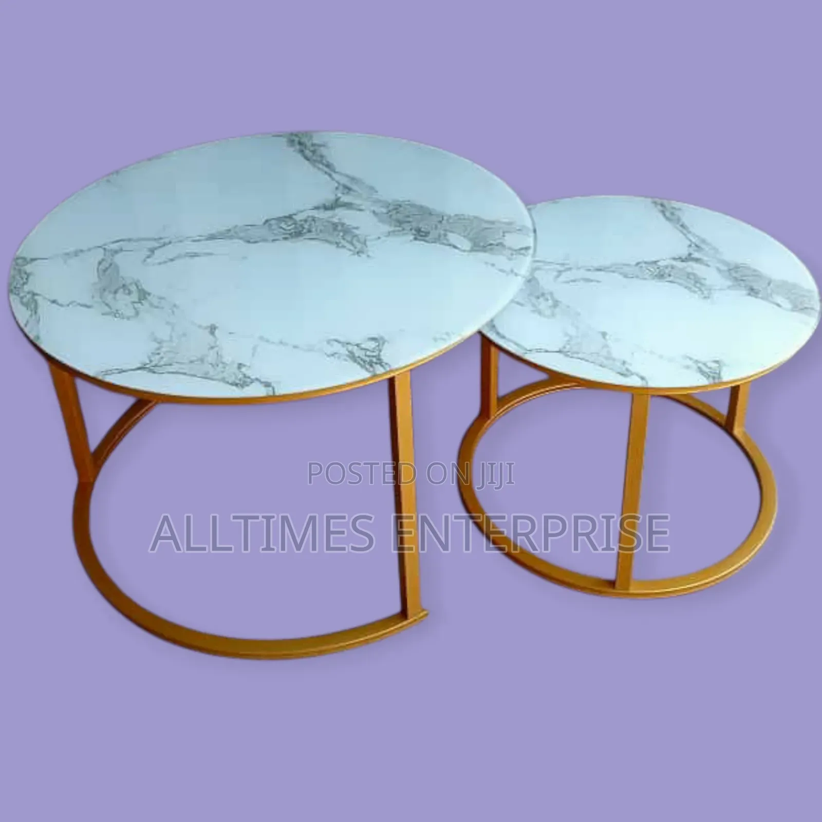 Marble Nesting Coffee Table (Glass Effect) White