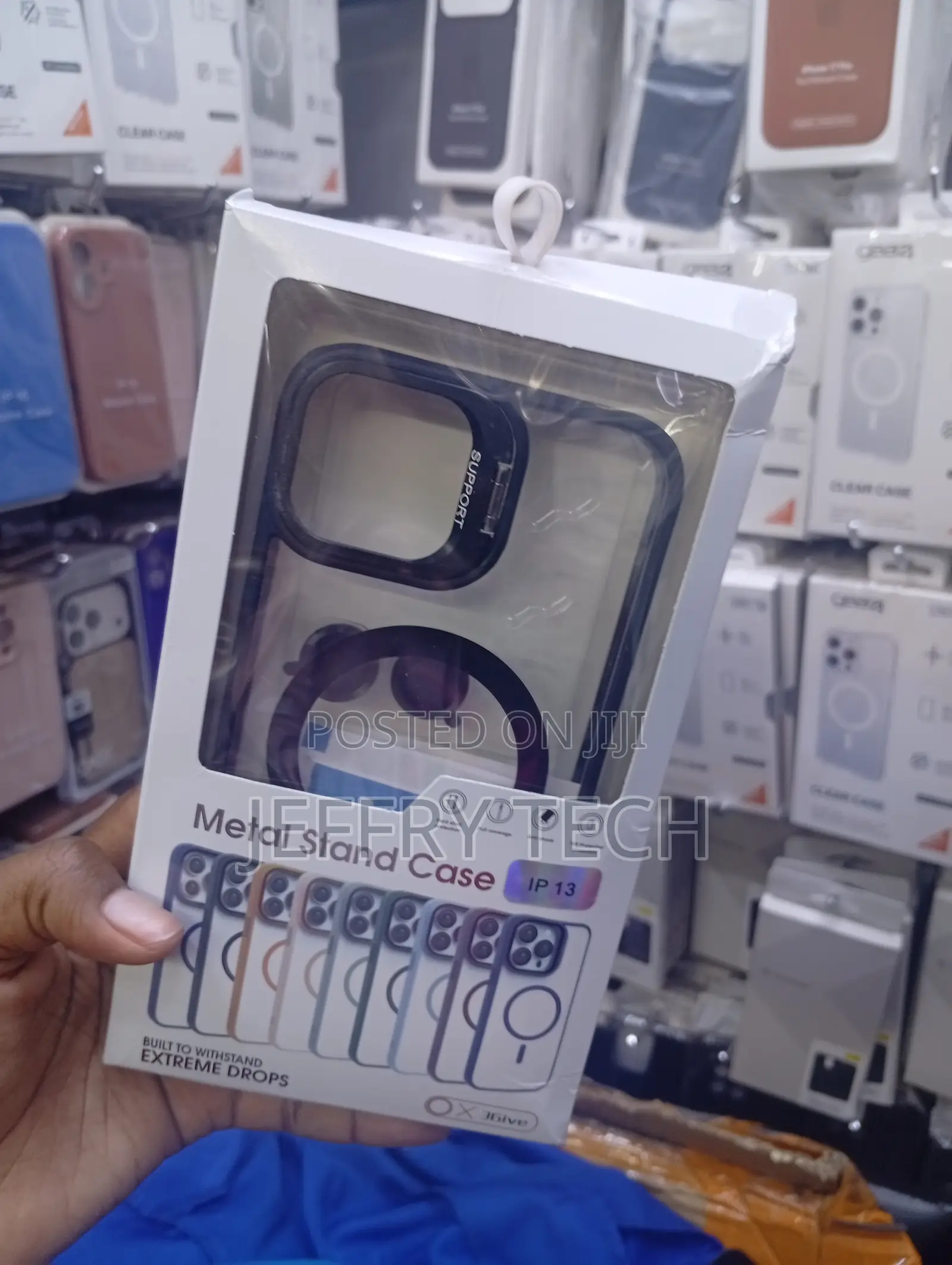 iPhone 13 Featuring a Blue Design Cover With a Clear Back