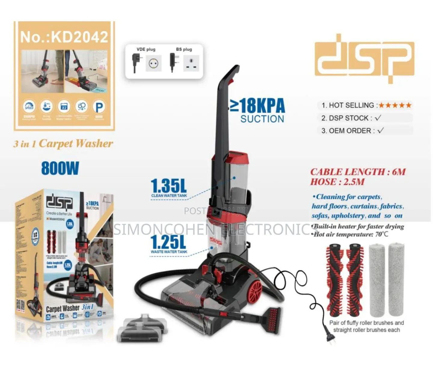 DSP 3-in-1 Carpet Cleaner– 800w Powerful Carpet Sofa Cleaner