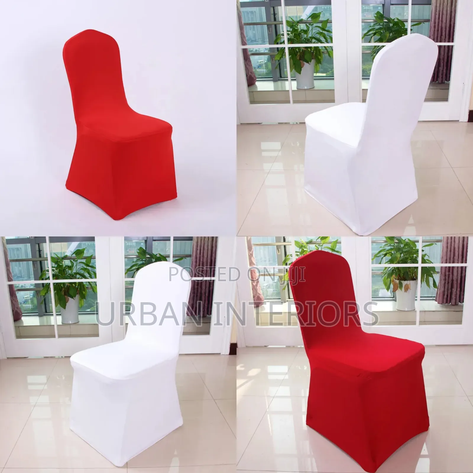 Red and White Premium Stretch Chair Covers Chair Covers