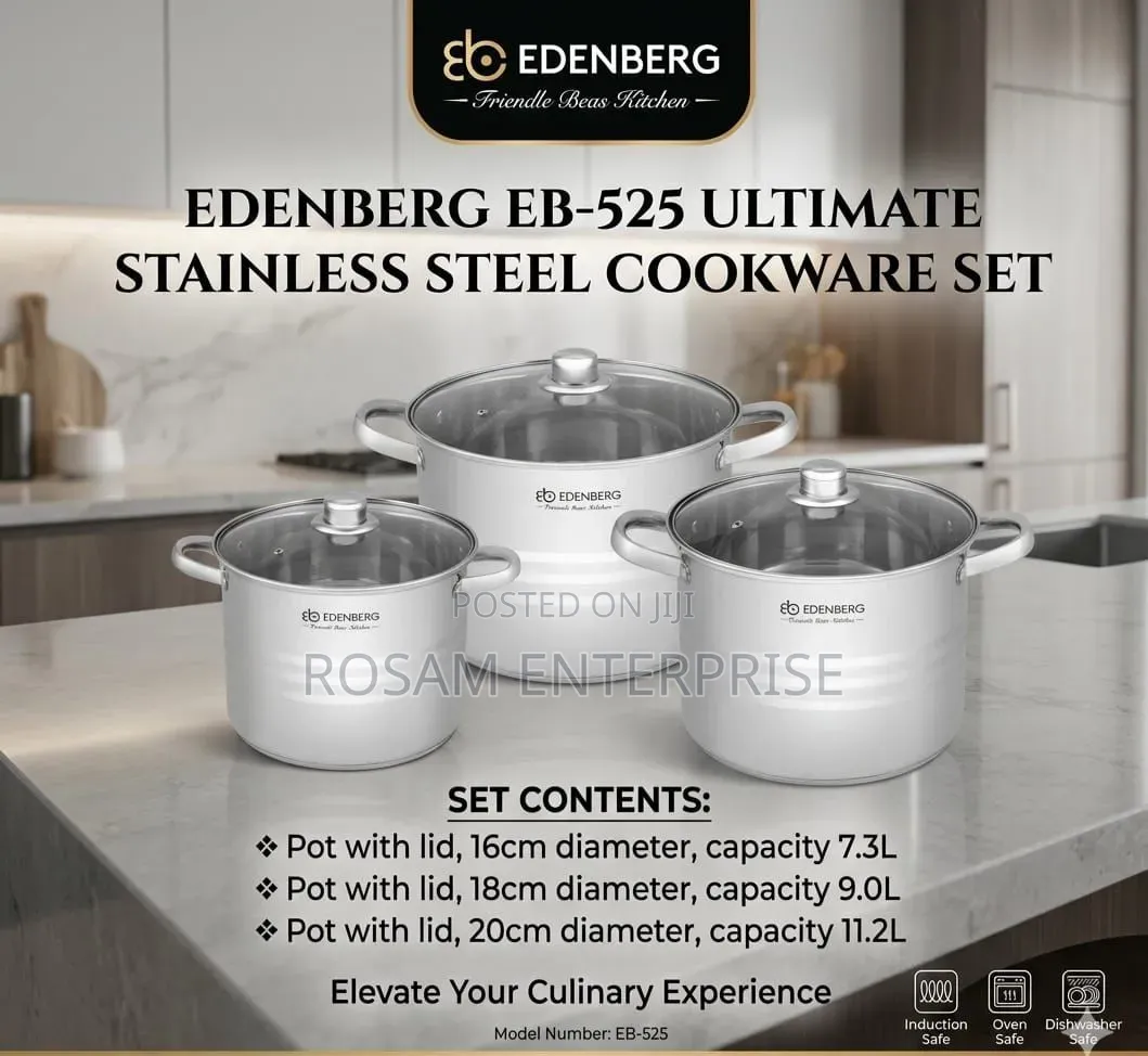 6pc Edenburg Stainless Steel Cookware