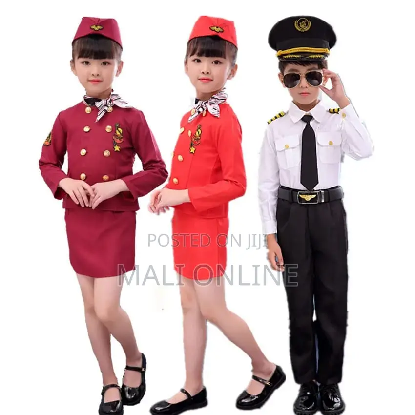 Kids Air Hostess Costume Flight Attendant Fancy Dress Career Role
