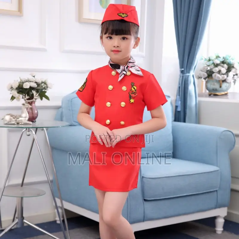 Kids Air Hostess Costume Flight Attendant Fancy Dress Career Role