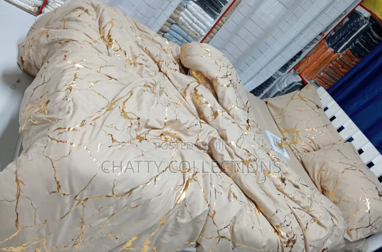 6 by 7 Luxury Gold Marble Texture Foil Style Duvet Cover Set