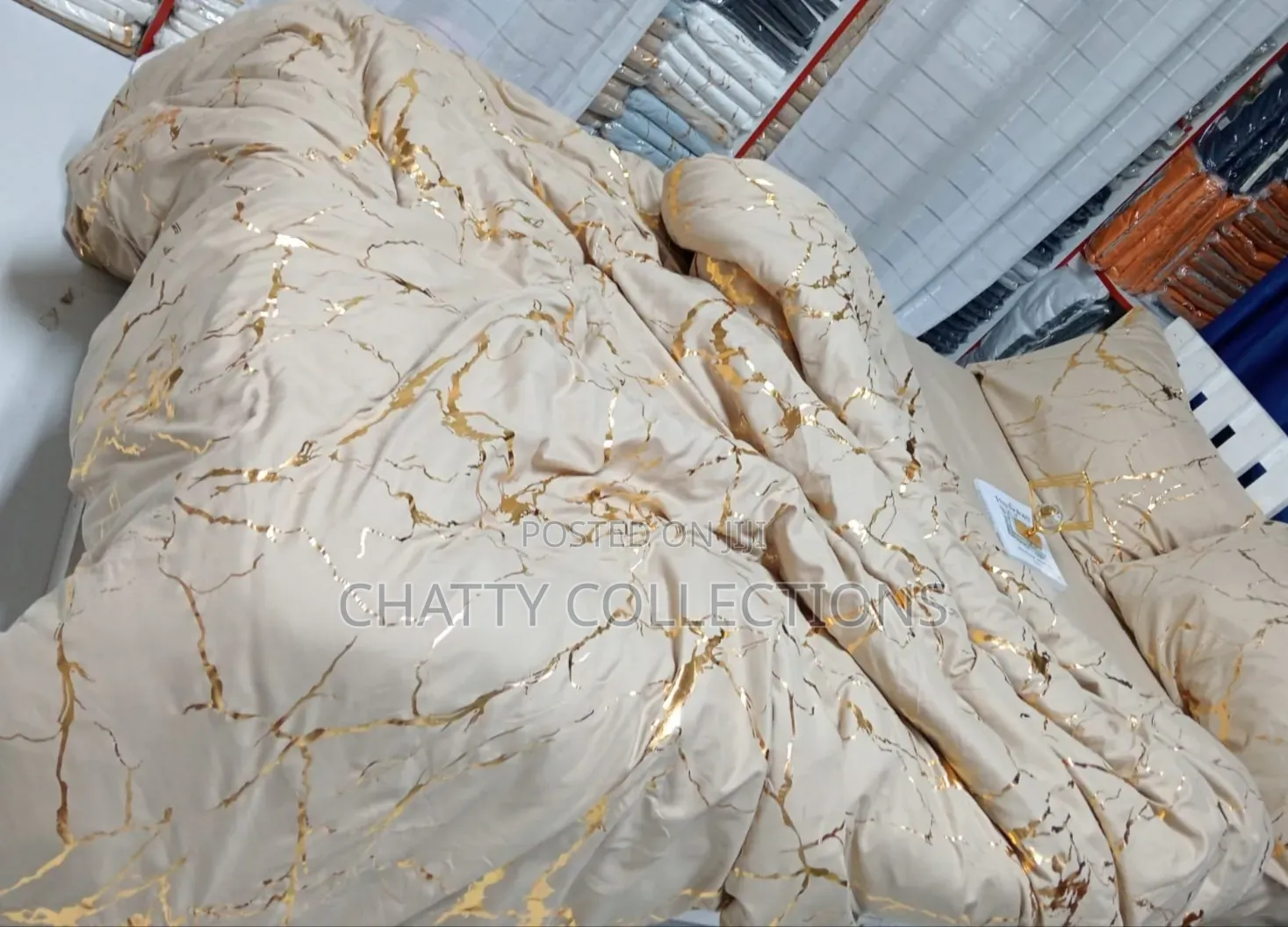 6 by 7 Luxury Gold Marble Texture Foil Style Duvet Cover Set