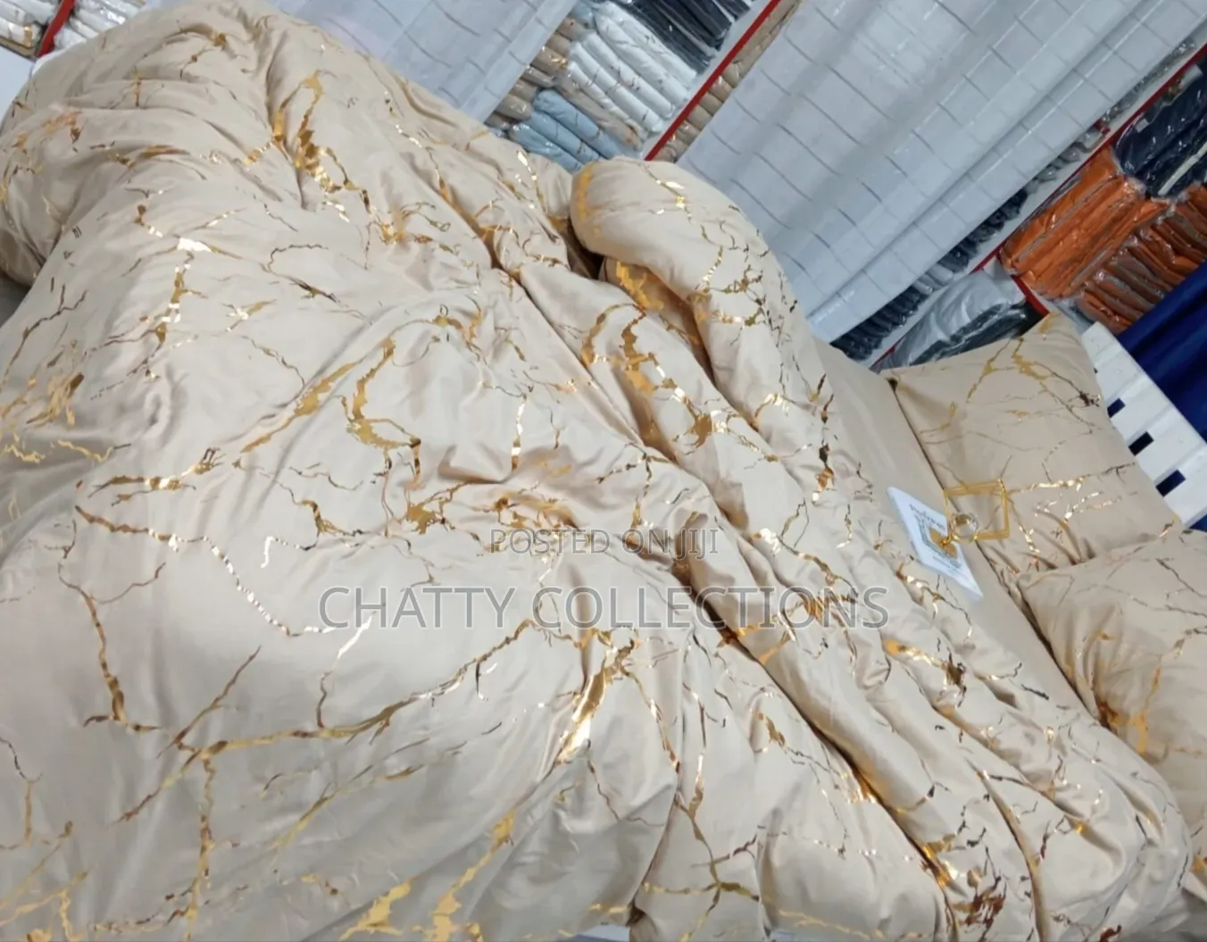 6 by 7 Luxury Gold Marble Texture Foil Style Duvet Cover Set