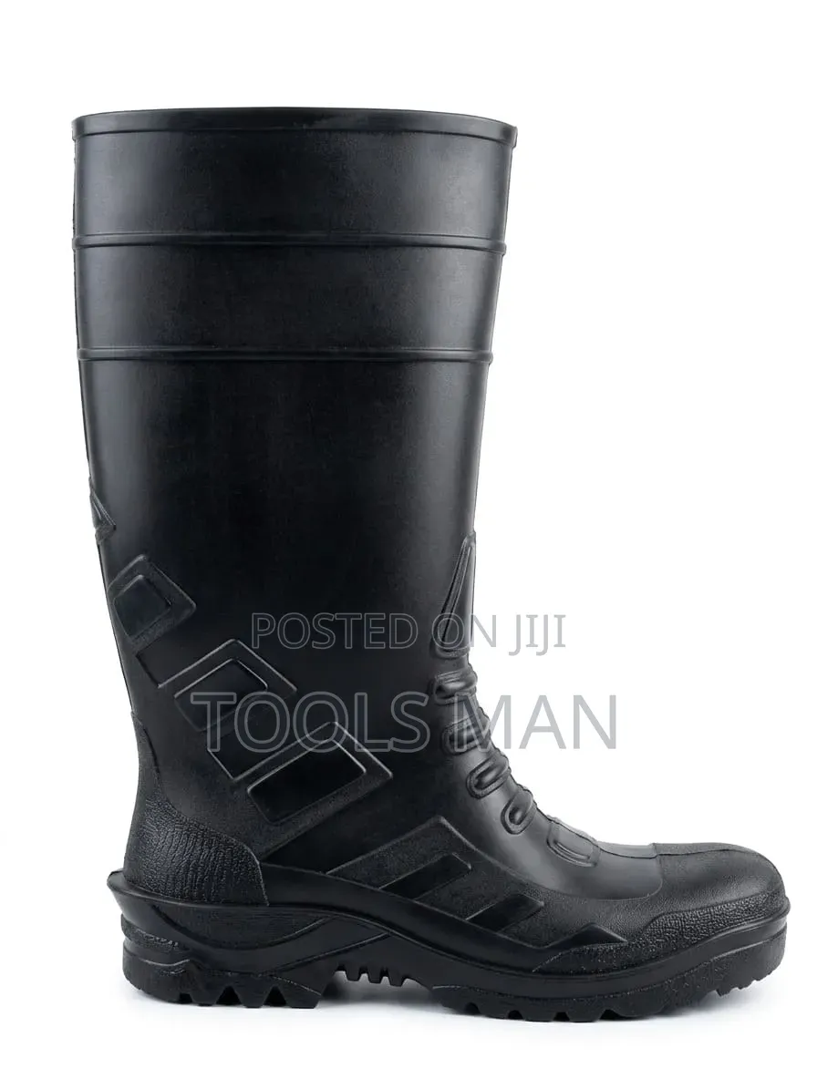 Heavy Duty Industrial Waterproof Black Gumboots (With Steel)