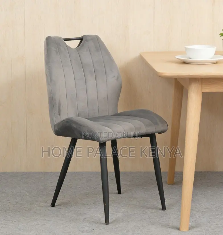 Dining Chair: Metal Leg Dining Chair With Fabric Upholstery