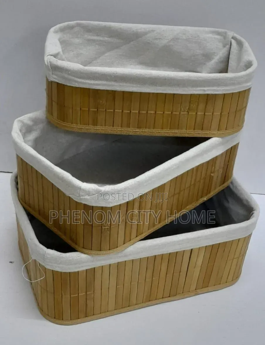 Aesthetic Bamboo 3 Storage Baskets