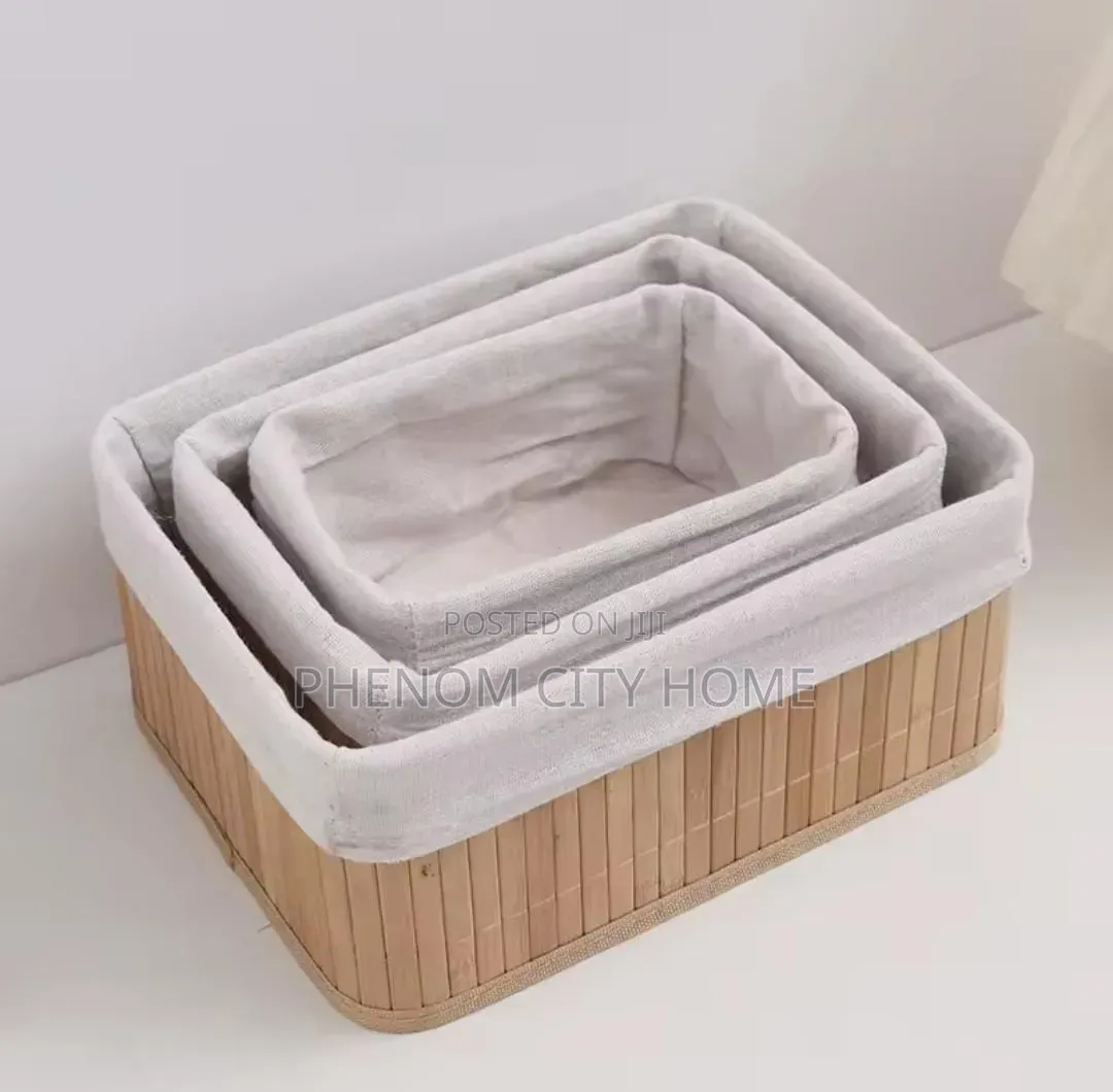 Aesthetic Bamboo 3 Storage Baskets