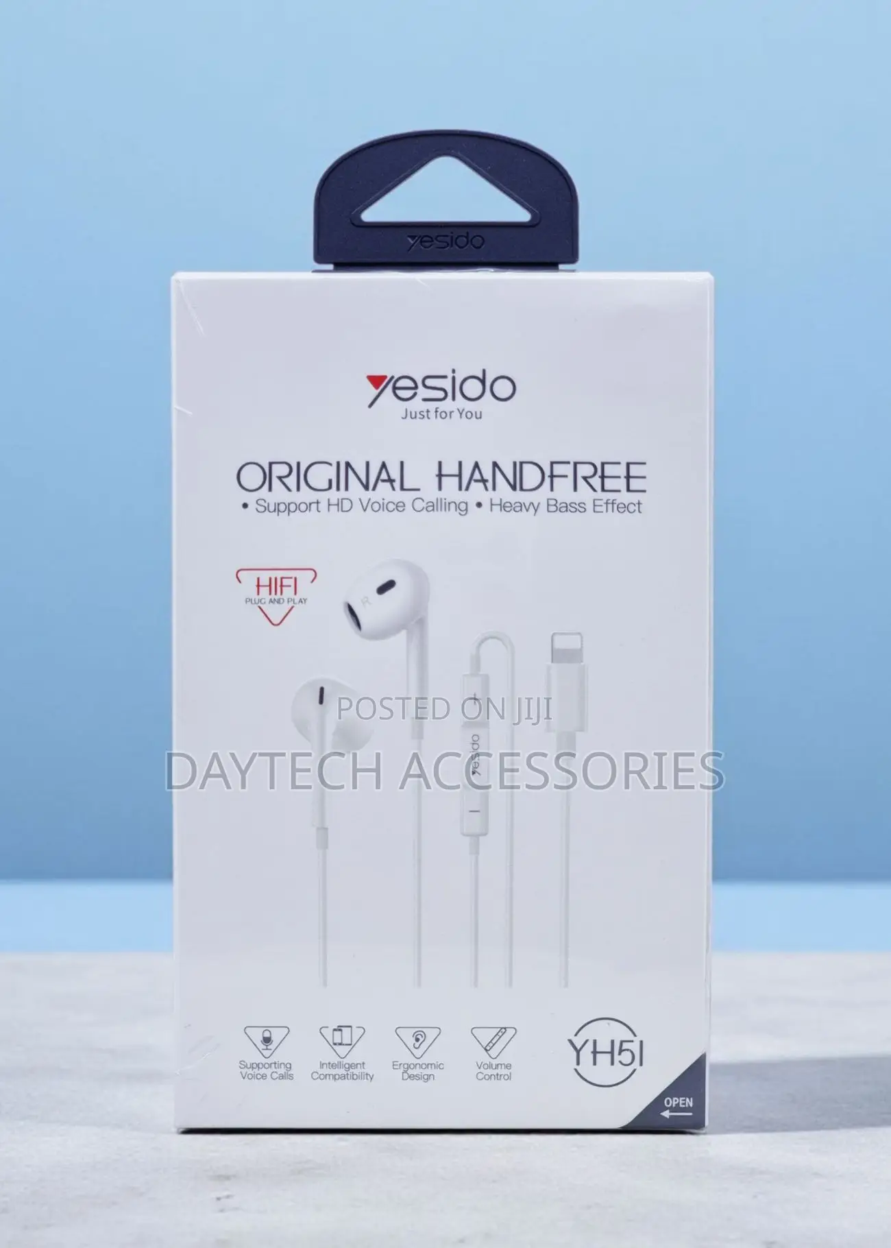 Yesido Yh51 Wired Lightning Connector Earphones for iPhones in White.