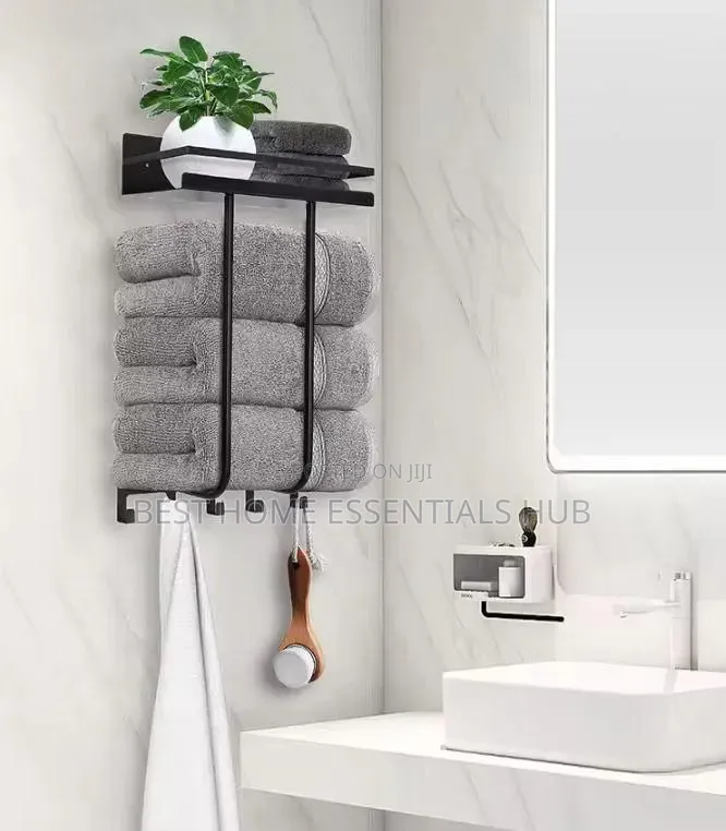 Multifunctional Bathroom Towel Holder Wall Mounted Towel Rack