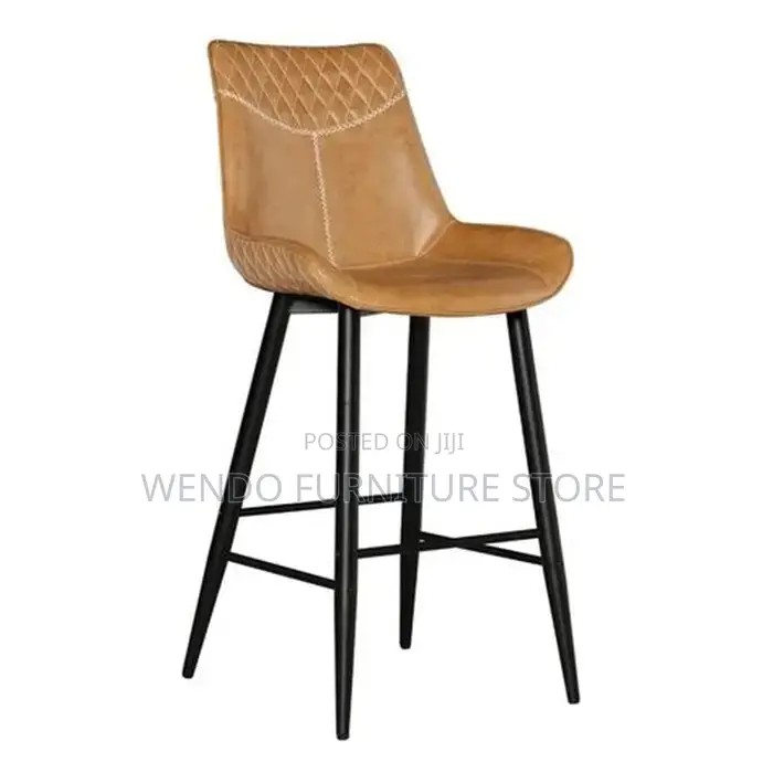 Barstools; Leather Strong Barstool With 4 Standing Legs