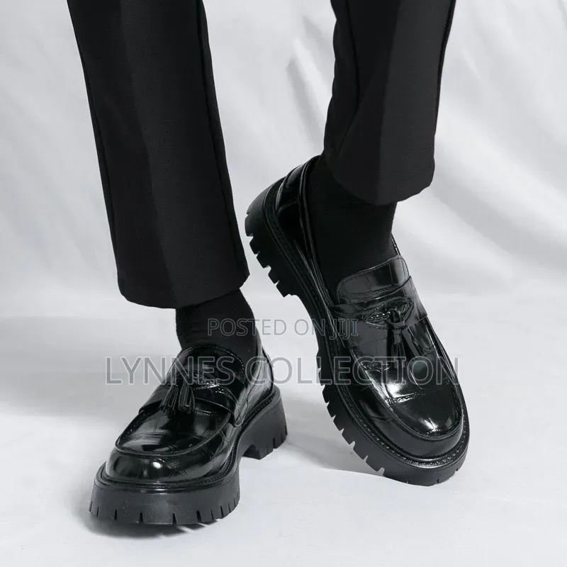 Men’S Wet Look Black Casual Shoes