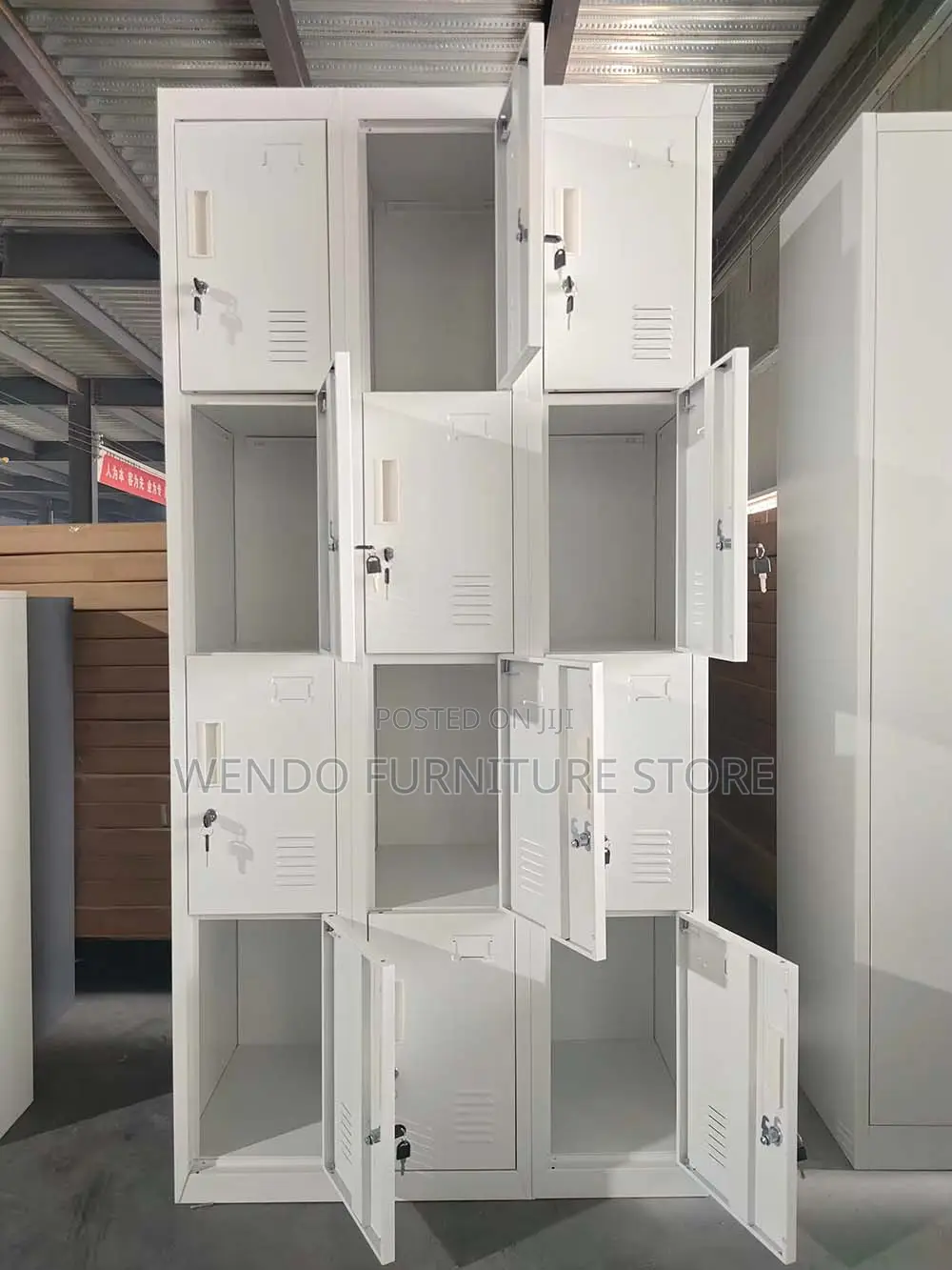 Office Cabinet; 12 Lockers Gray Modern Design Lockable Office Cabinet