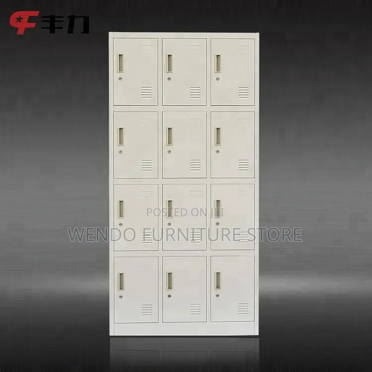 Office Cabinet; 12 Lockers Gray Modern Design Lockable Office Cabinet