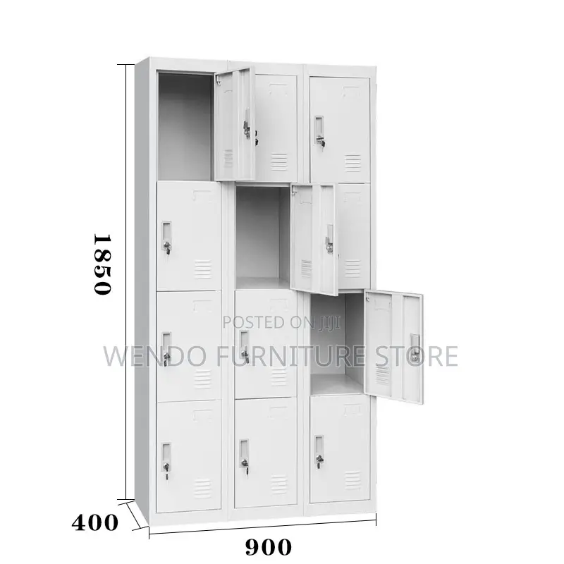 Office Cabinet; 12 Lockers Gray Modern Design Lockable Office Cabinet