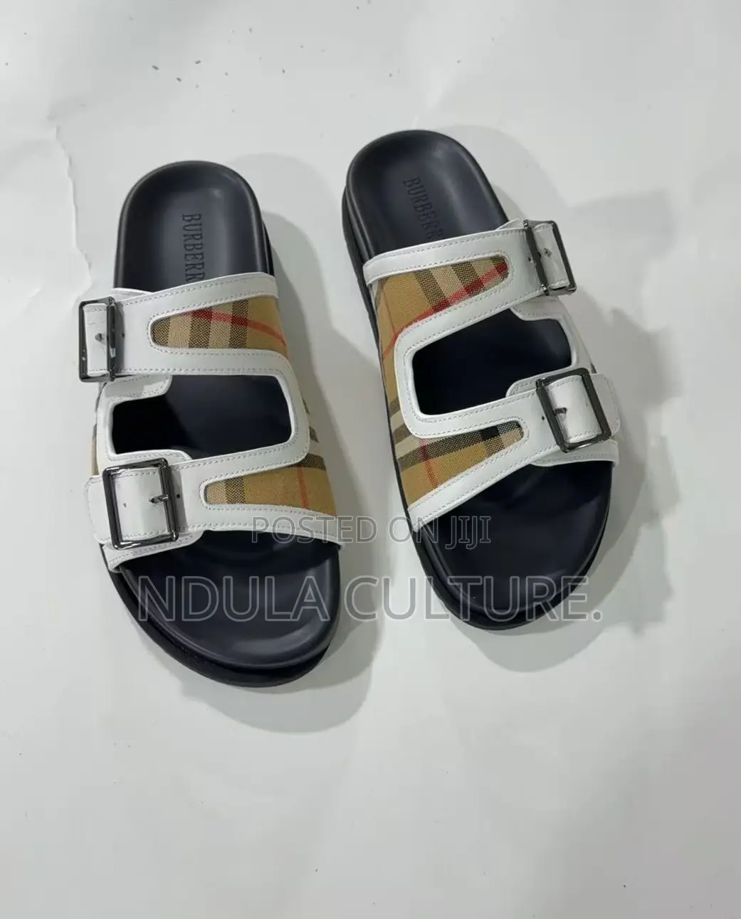 Burberry Off White Pure Leather Sandals