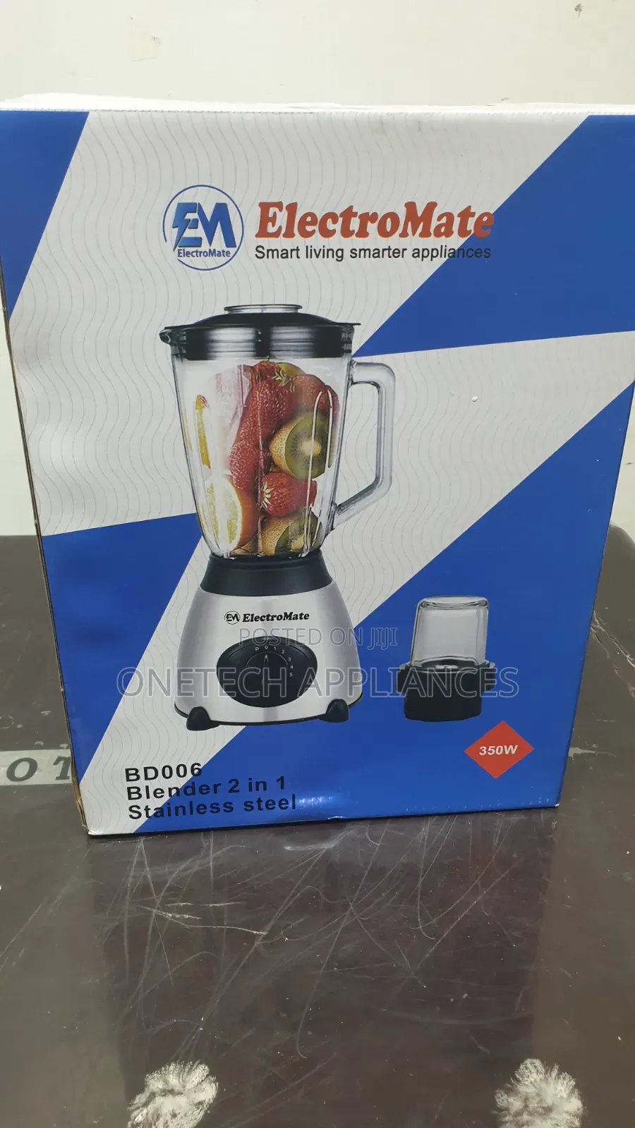 Electromate Powerful 2-in-1 Blender With Glass Jar - 1.5l, 350w