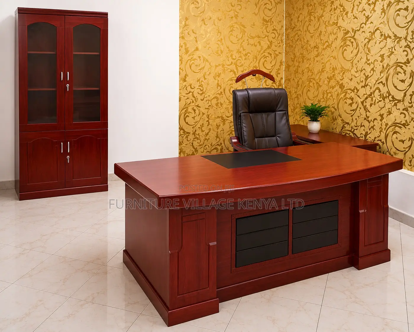 1800mm Mahogany Executive L-Corner Table