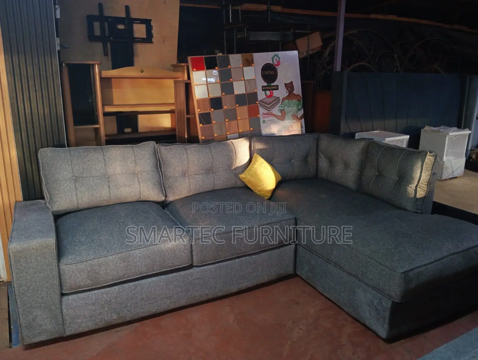 6 Seater Modern Gray L-Shaped Sectional Sofa