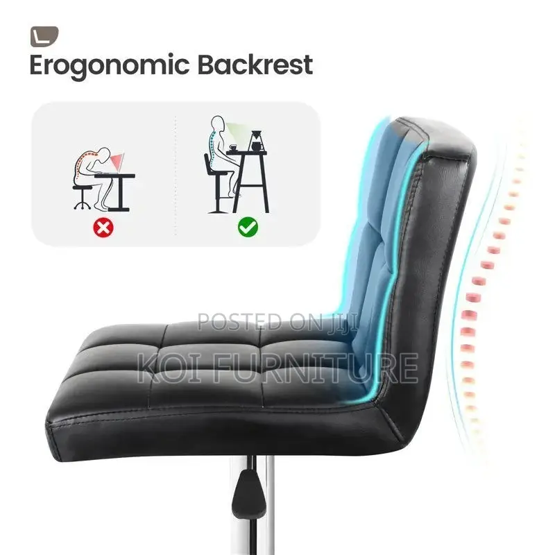 Bar Stool : Brux Bar Chair in Black Synthetic Leather