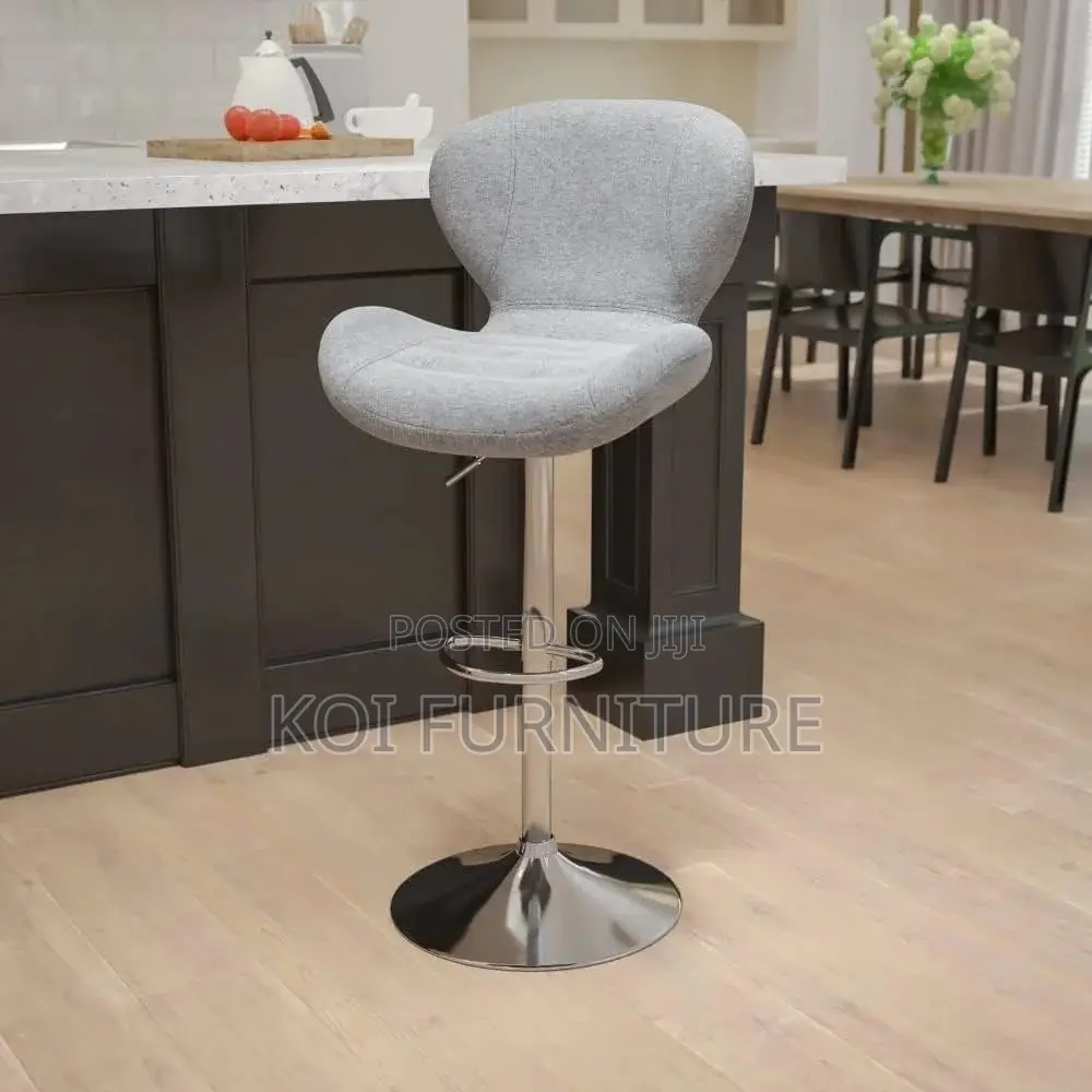 Office Chair Contemporary Light Grey Fabric Swivel Bar Stool