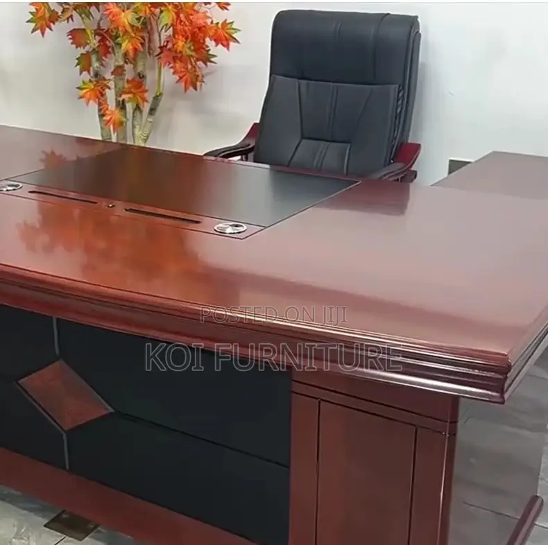 Desk : 1.6m Luxurious Executive Office Desk – Dark Wood Grain Finish