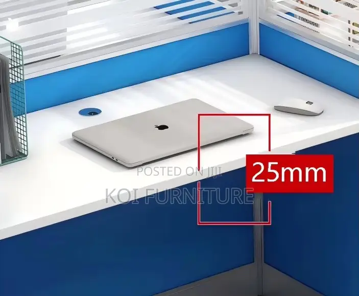 Office Desk :Blue and White Four-Person Modular Office Workstation Set