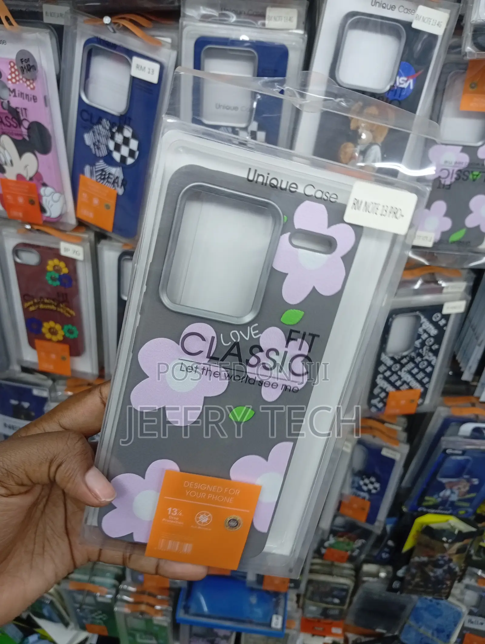 Brand "Love Fit Classic" Series Floral Phone Cover in Grey