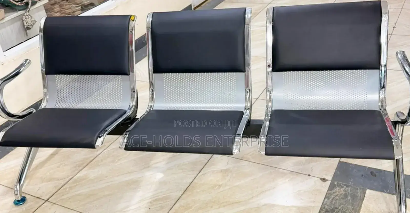 3 Seater Metallic Padded Waiting Bench/ Chair