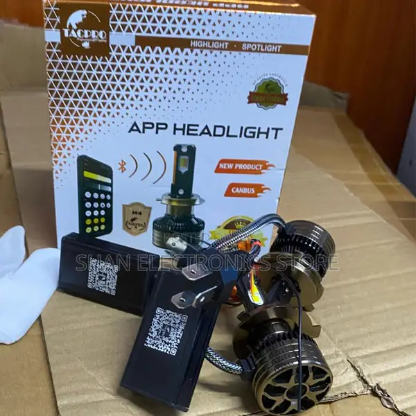H4 Led Headlight Projector With a Mobile App for Changing Colours