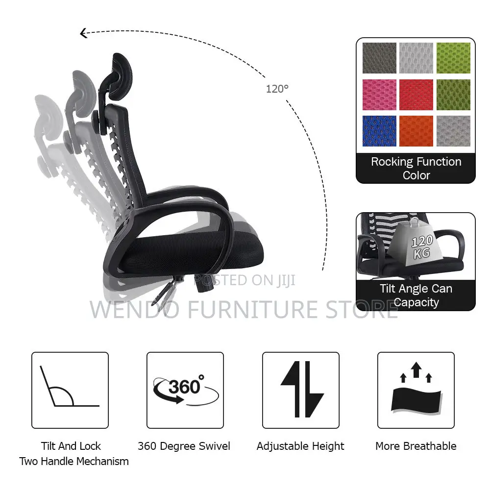 Office Chairs; Liunux Headrest Ergonomic Fabric Reclining Chairs