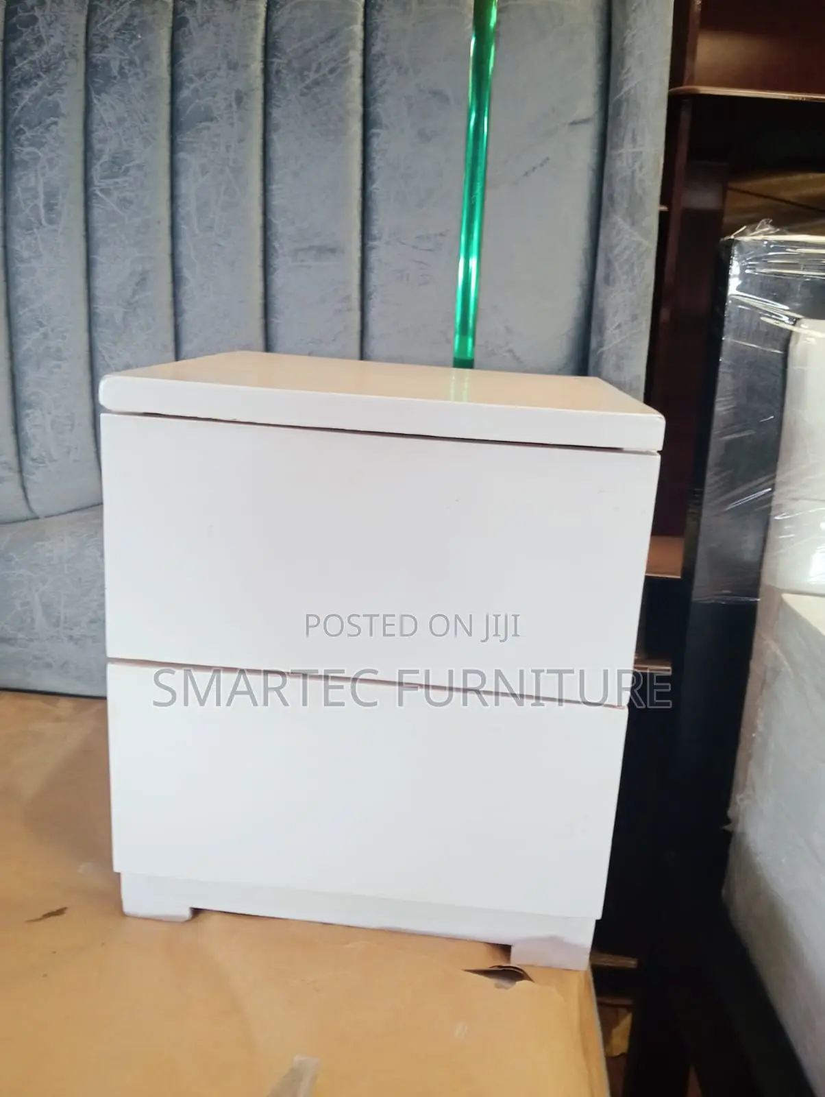 White Glossy Bedside Table