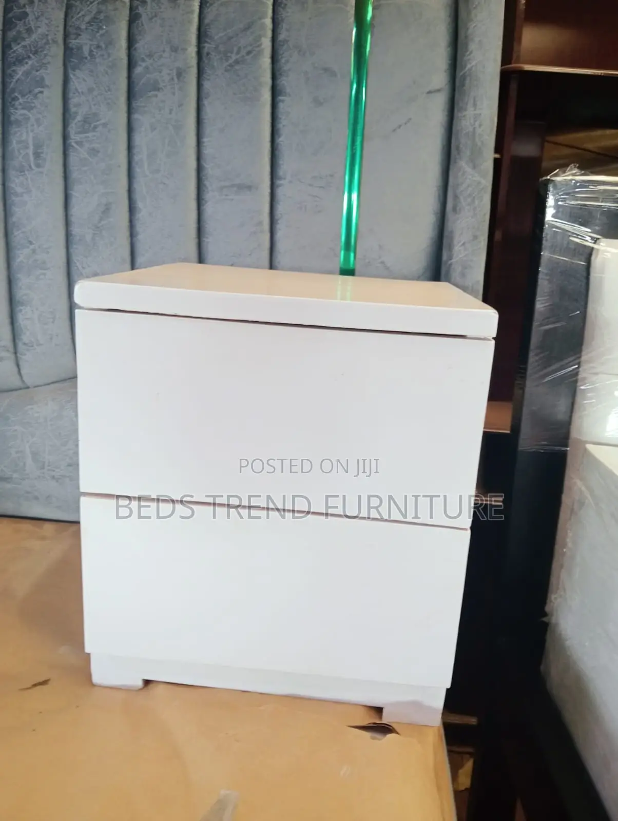 White Glossy Bedside Table