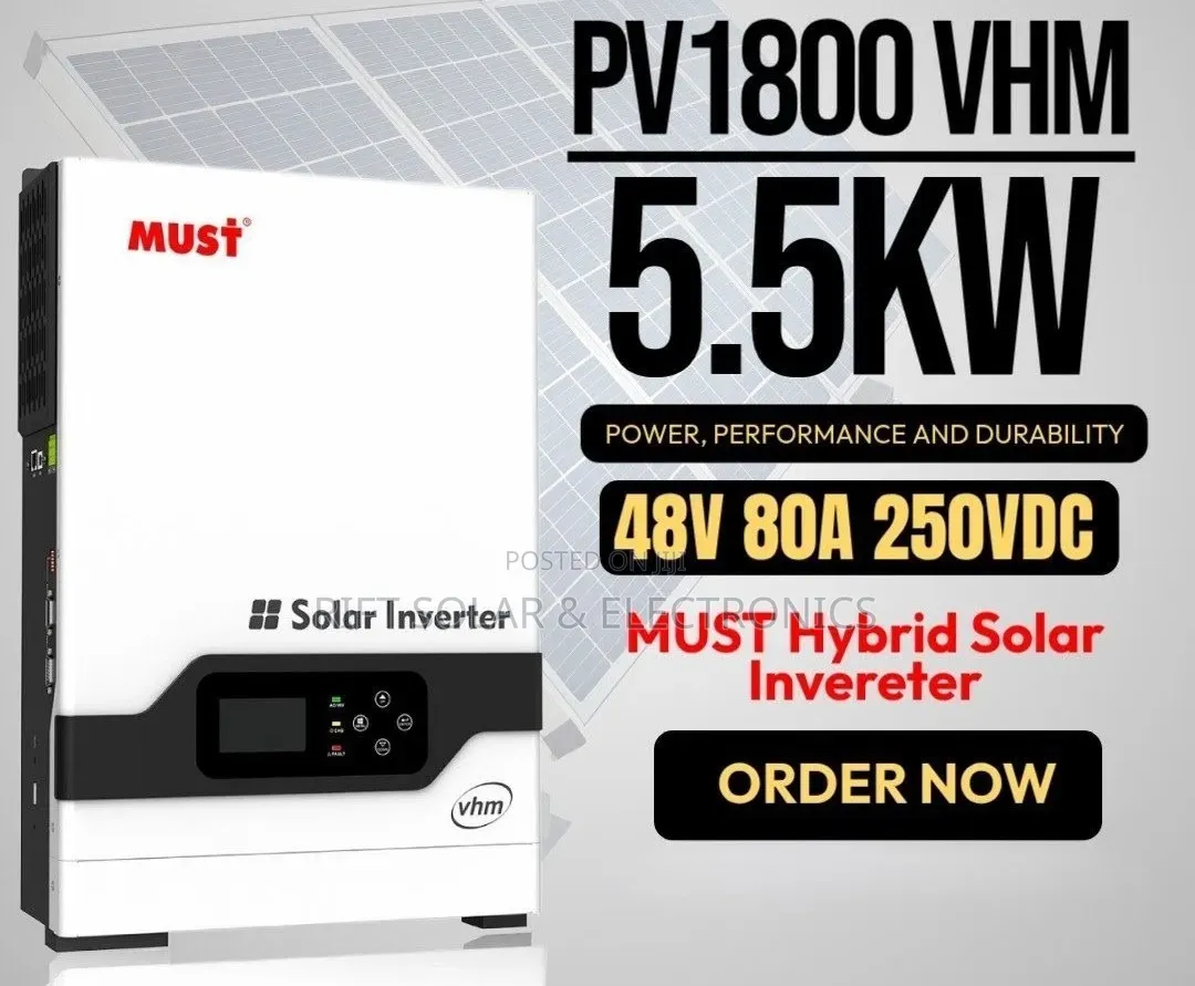 Must 5.5kva - 48v VHM 80a MPPT Hybrid Inverter - 250 VDC