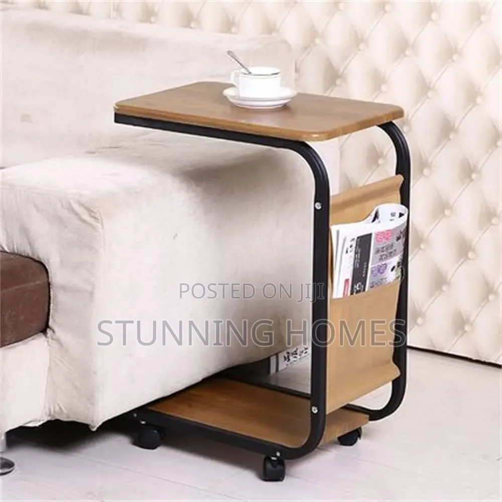 Movable Side Table With a Storage Pocket