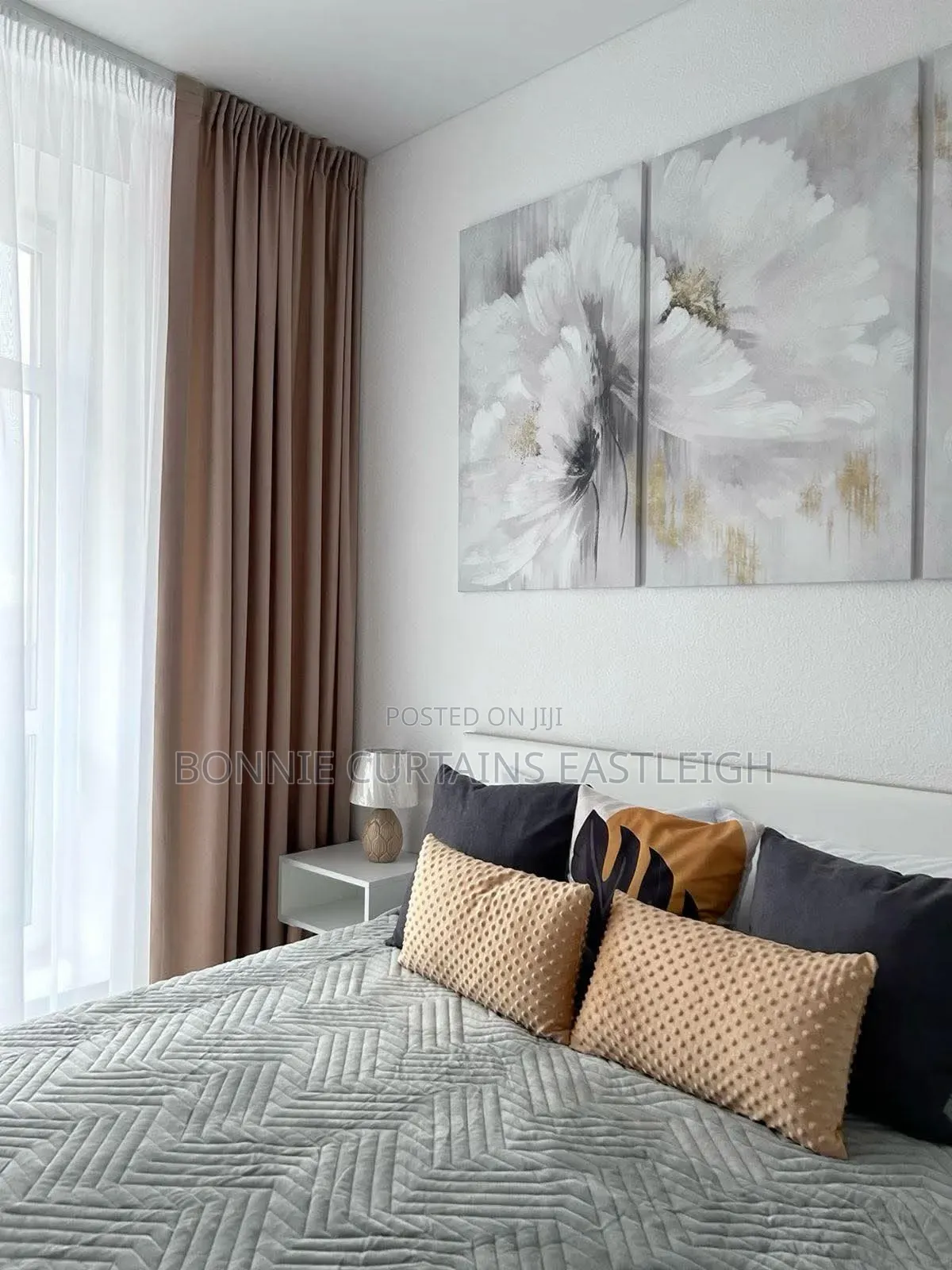 Sky Blue and Brown Curtains for Modern Bedroom