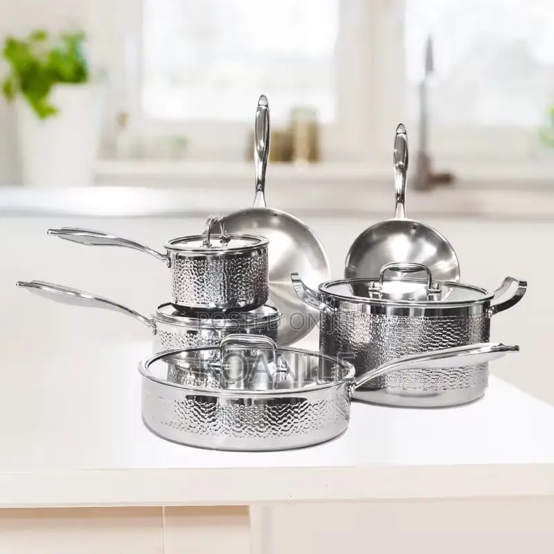 10 PCS Premium Tri-Ply Stainless Steel Cookware Set (Pot Pan)