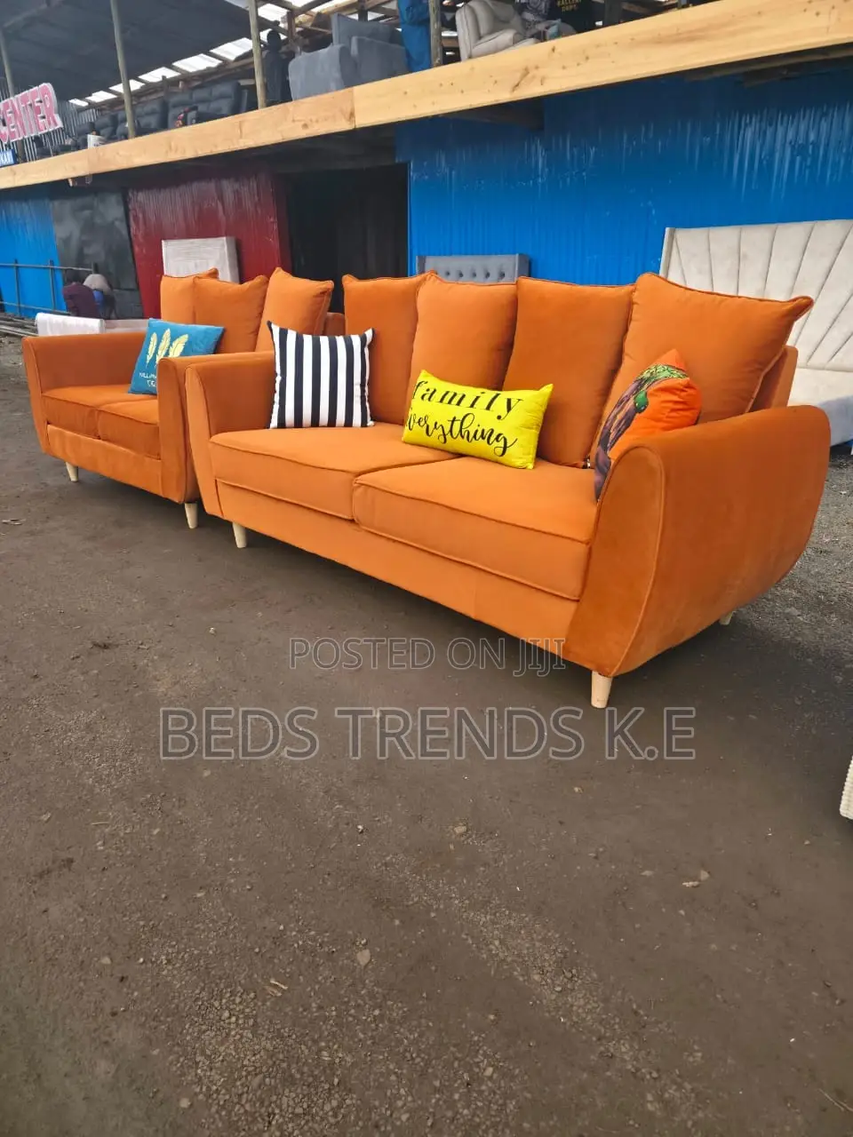 Stylish Orange Sofa Set – 3-Seater + 2-Seater